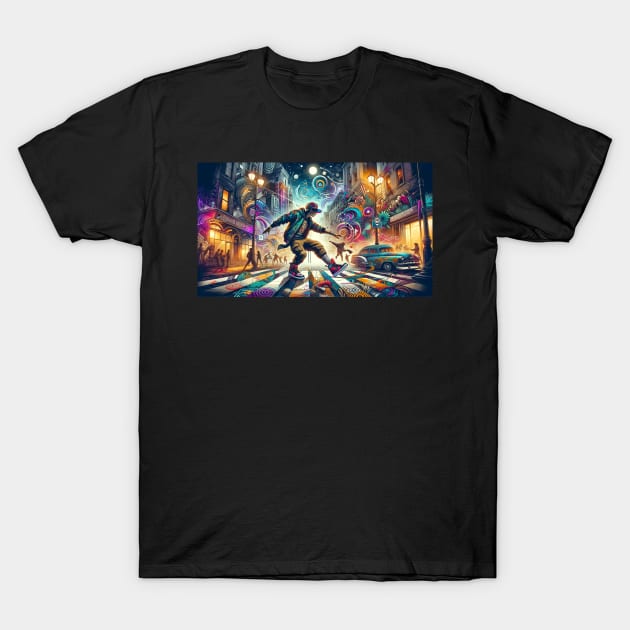 Rhythmic Rebellion: A Street Dance of Colors and Dreams T-Shirt by heartyARTworks